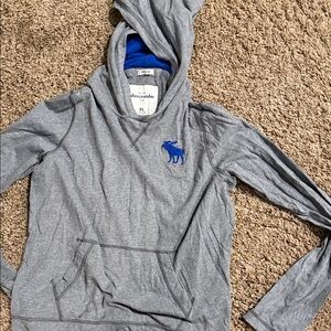 Abercrombie & Fitch Gray Hoodie with Blue Accents